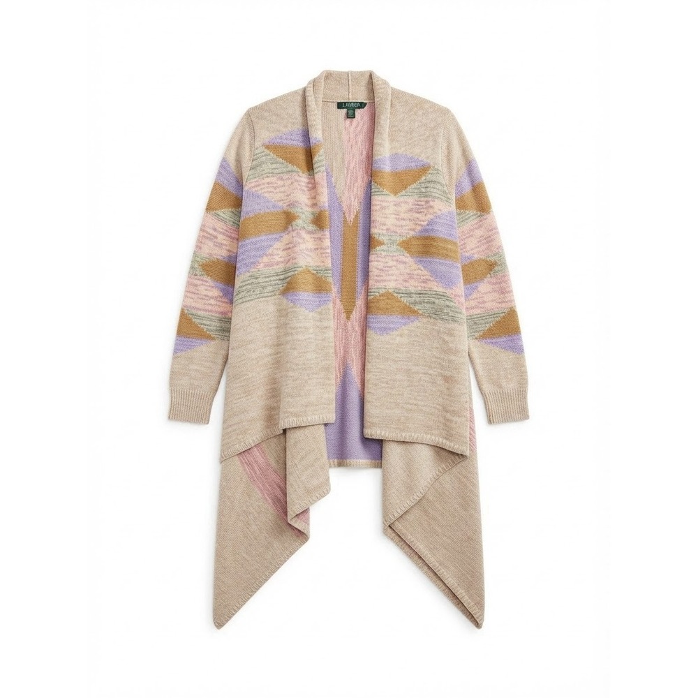 Lauren Ralph Lauren Kimono Sweater Small Medium Boho Wool Designer Warm Open